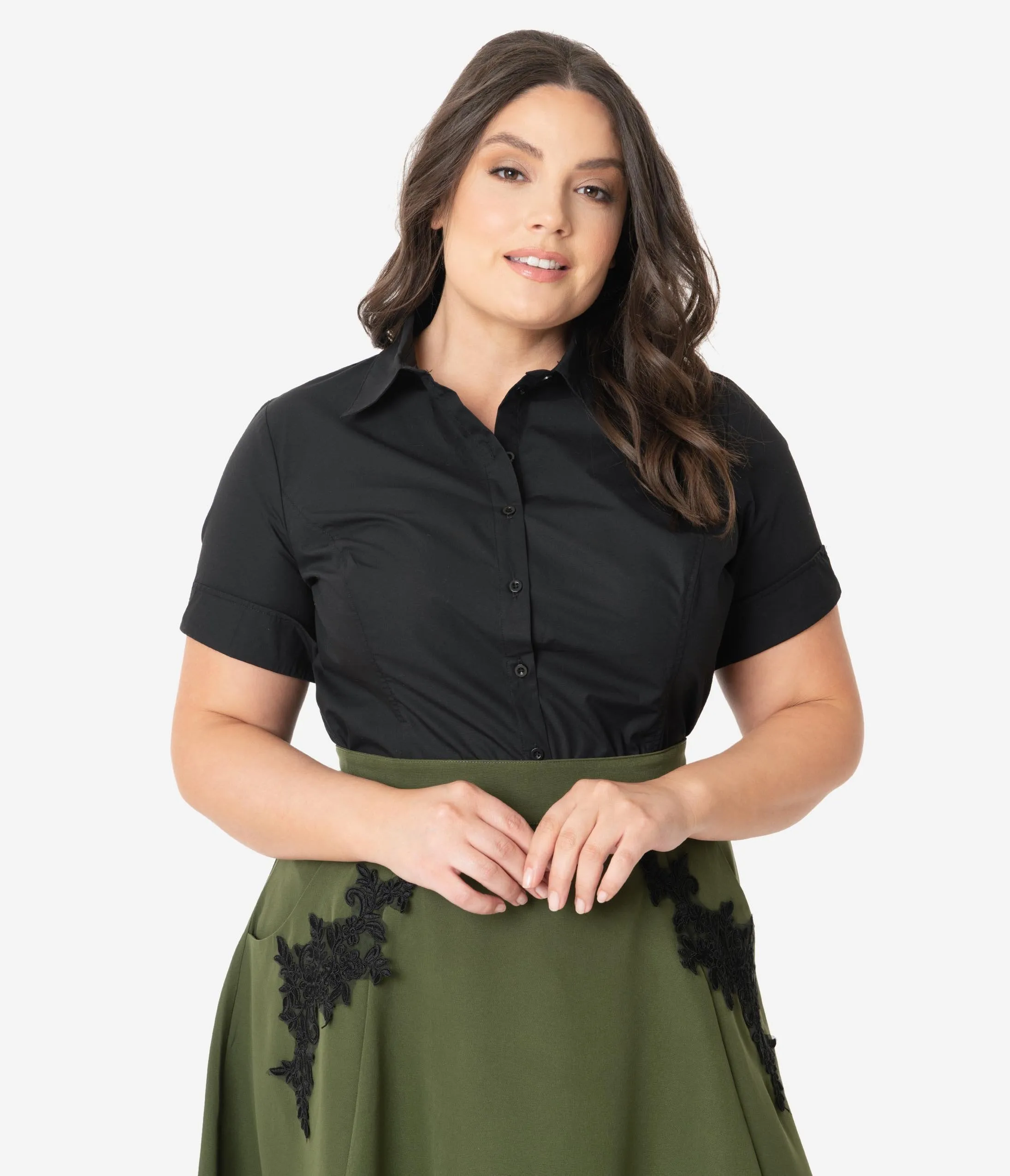 Unique Vintage Plus Size Black Mazzie Blouse