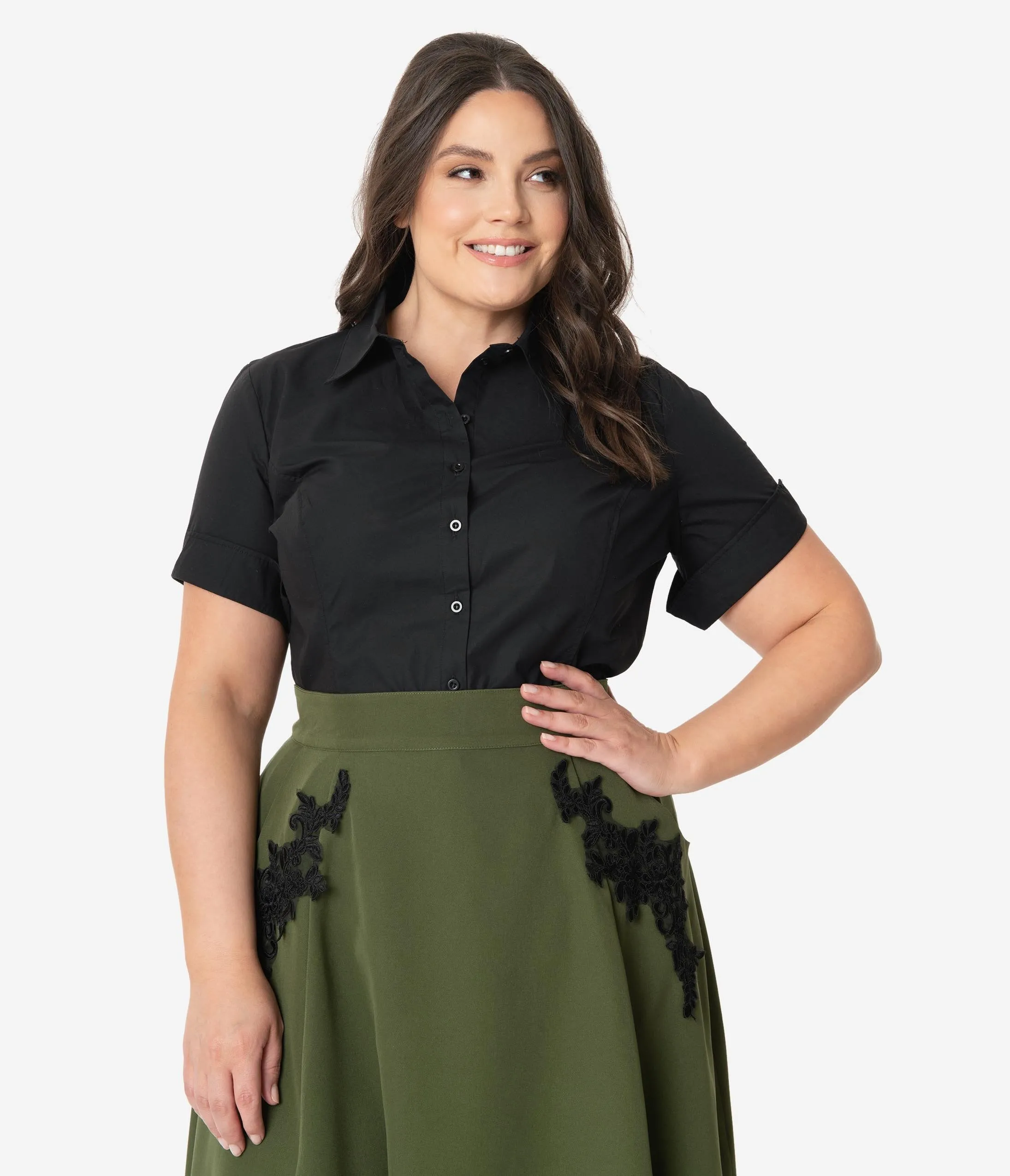 Unique Vintage Plus Size Black Mazzie Blouse