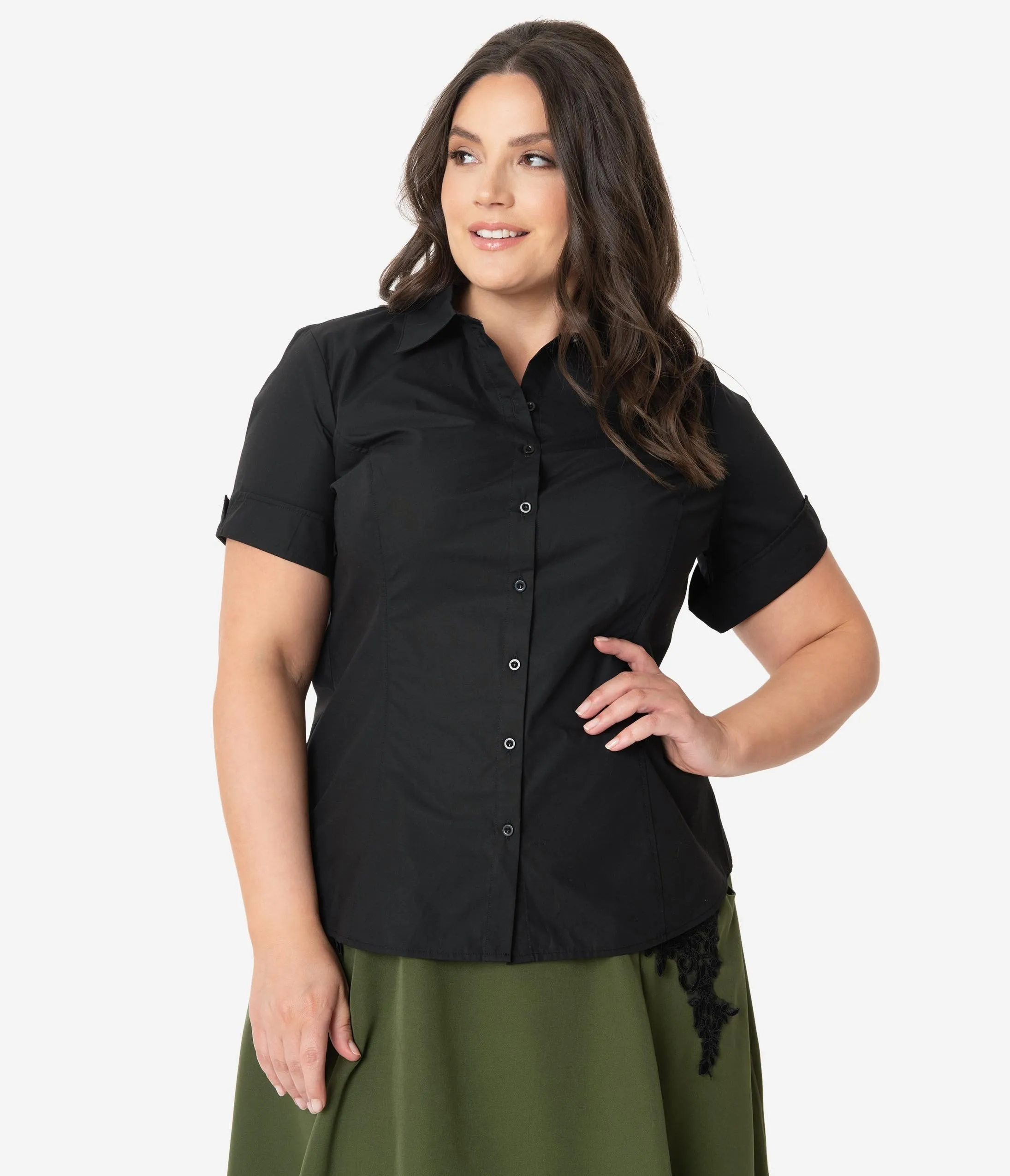 Unique Vintage Plus Size Black Mazzie Blouse