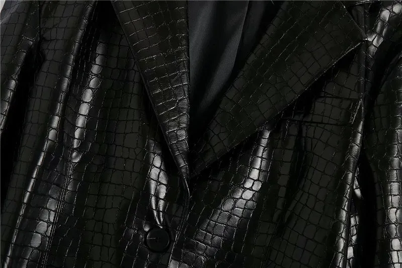 VEGAN CROCODILE LEATHER BLAZER