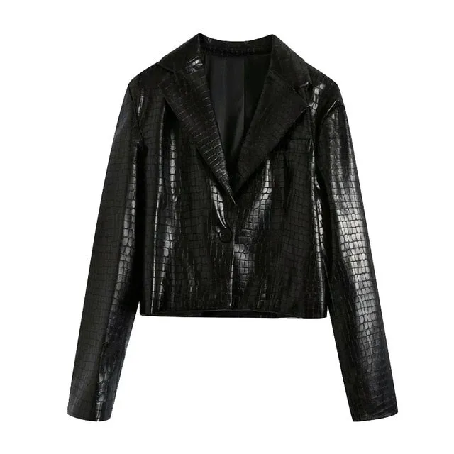 VEGAN CROCODILE LEATHER BLAZER