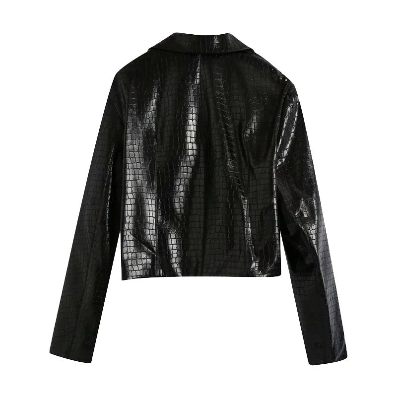 VEGAN CROCODILE LEATHER BLAZER