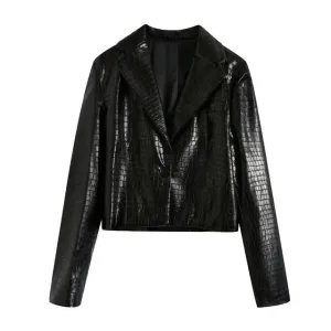 VEGAN CROCODILE LEATHER BLAZER