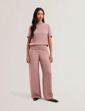 Vinca Cupro Wide Leg Trouser Dusky-Pink