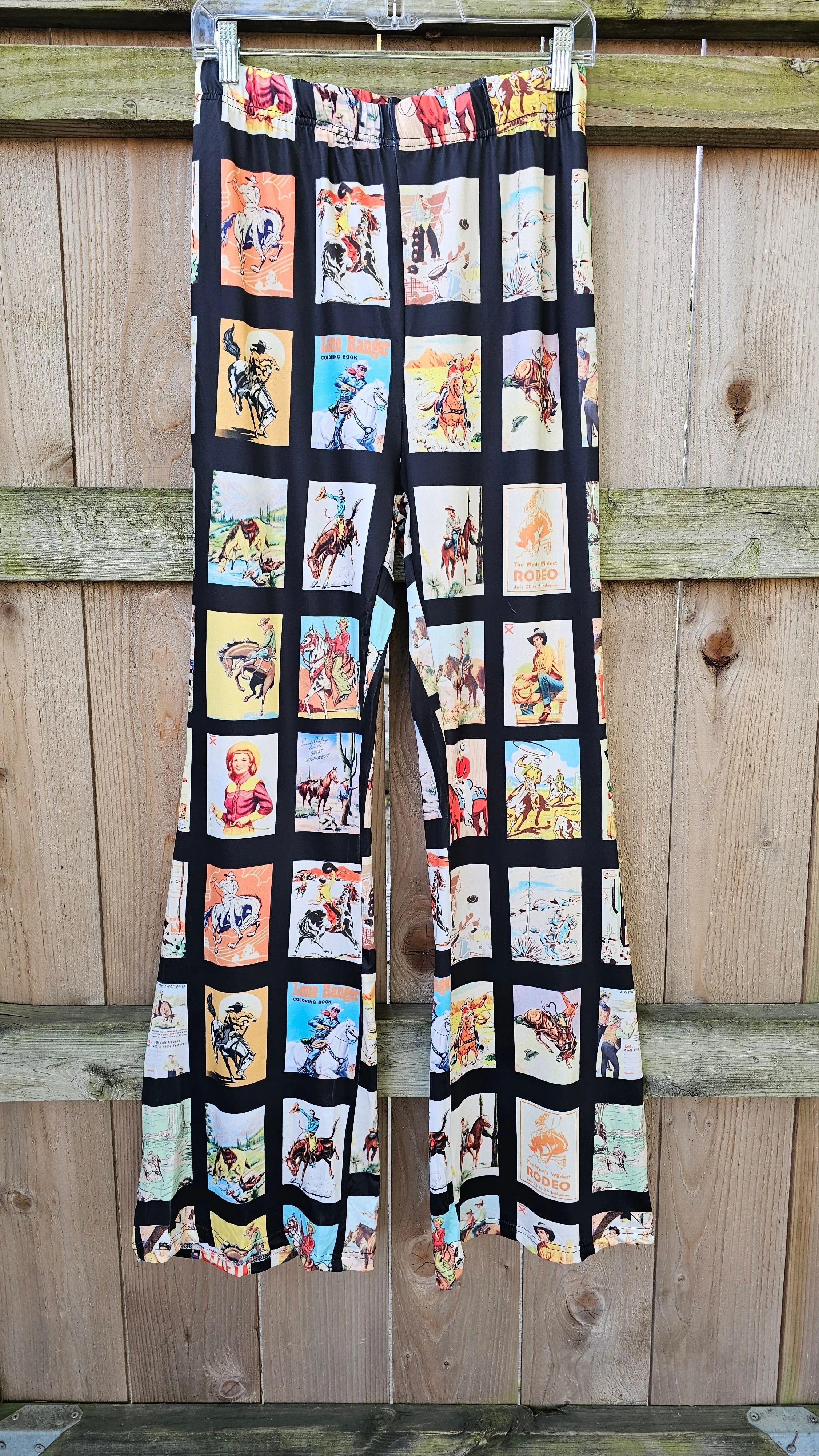 Vintage Cowboy Collage Western Flare Pants