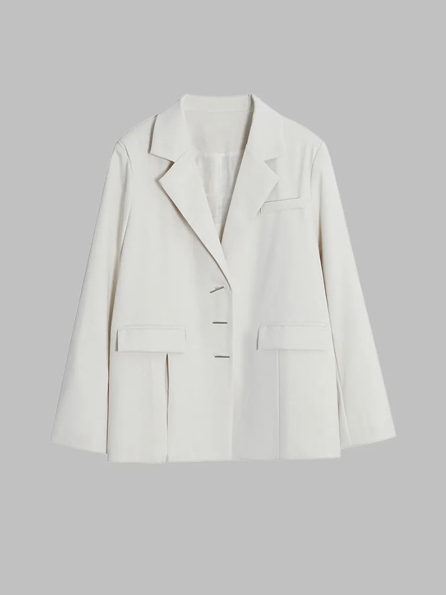 White Loose Casual Blazer