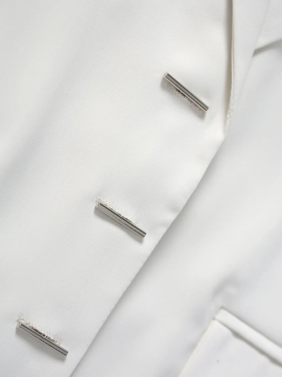 White Loose Casual Blazer