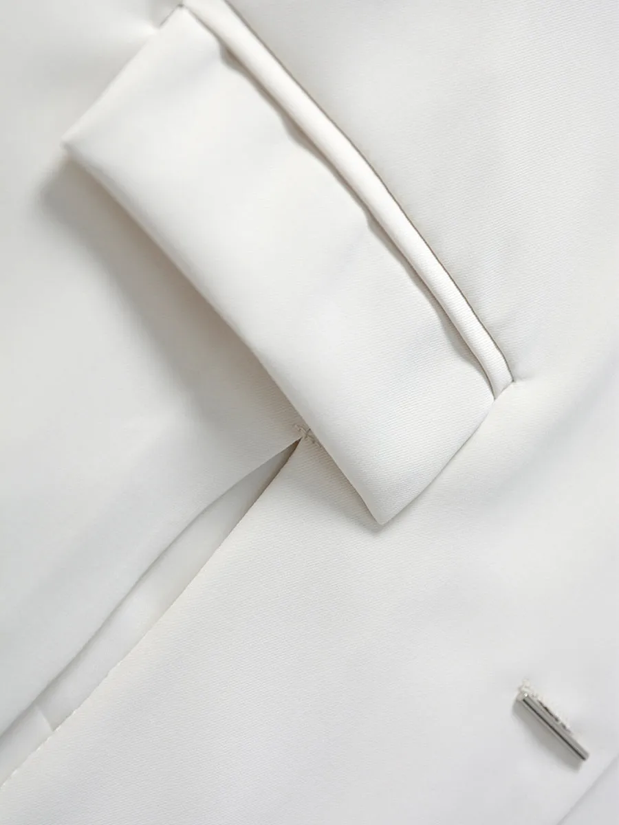 White Loose Casual Blazer