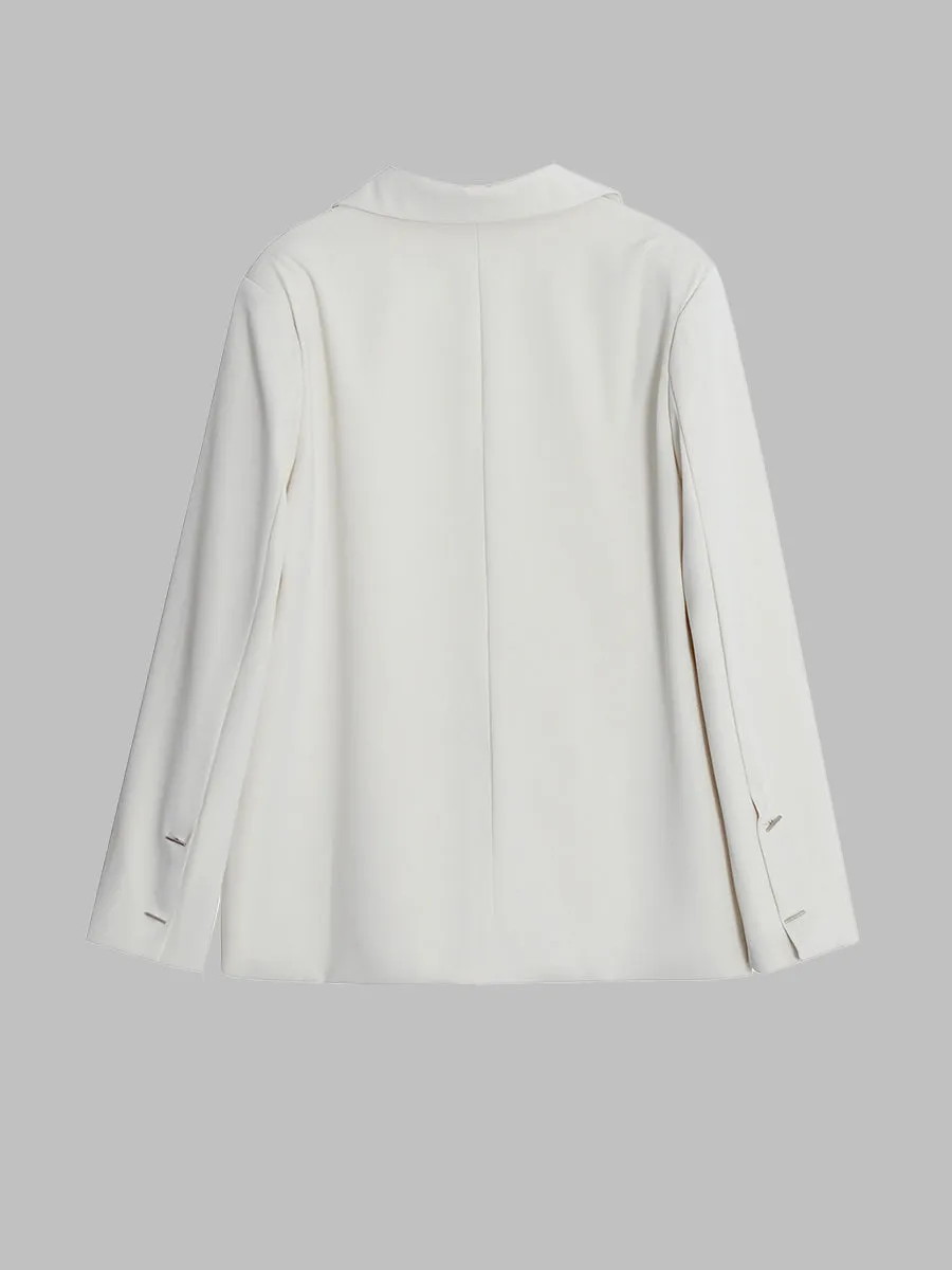 White Loose Casual Blazer
