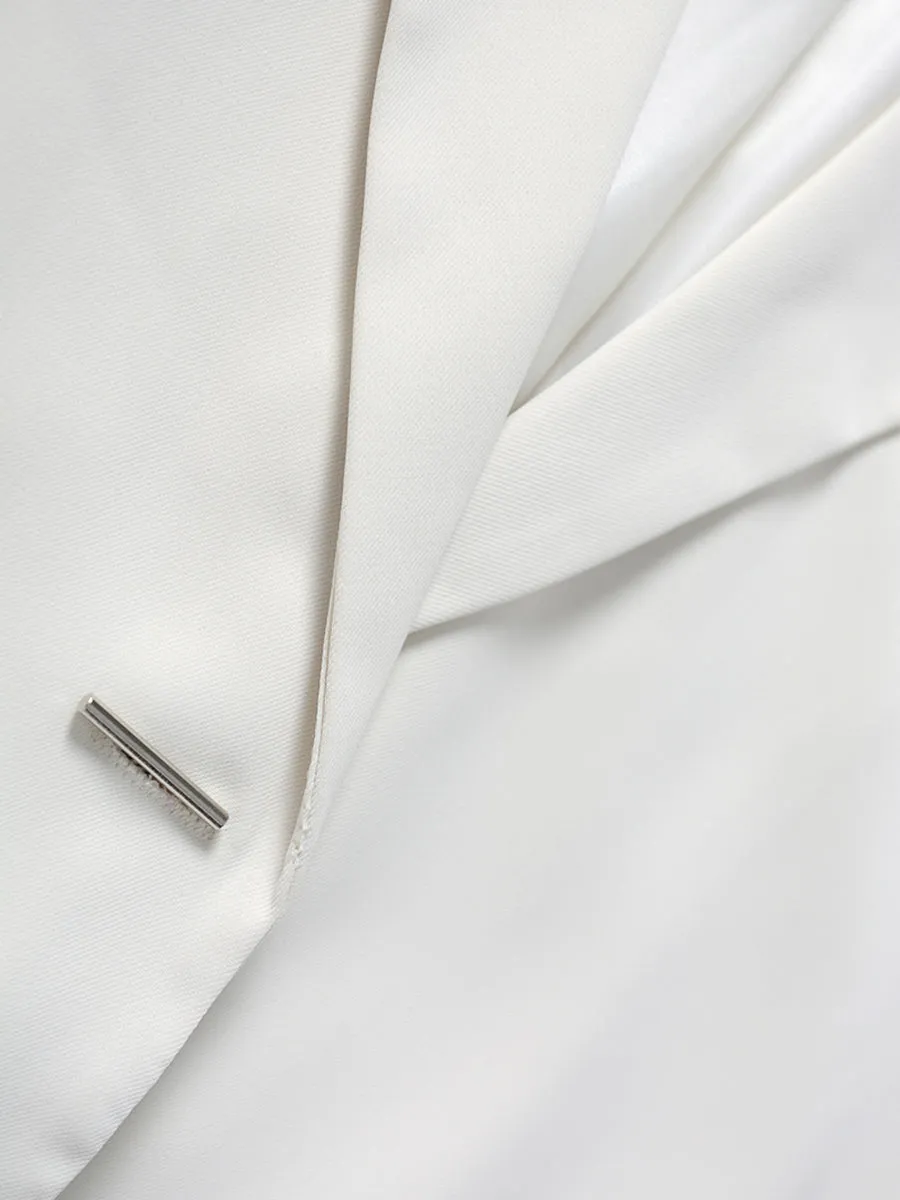 White Loose Casual Blazer