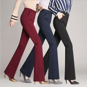 Women's Elegant High Waist Slim Fit Pants with Pockets