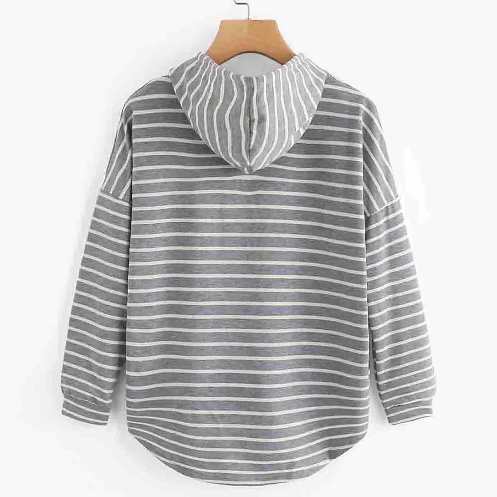 Women's Striped Hoodie - Relaxed Fit - Soft Knit Fabric - Drawstring Hood