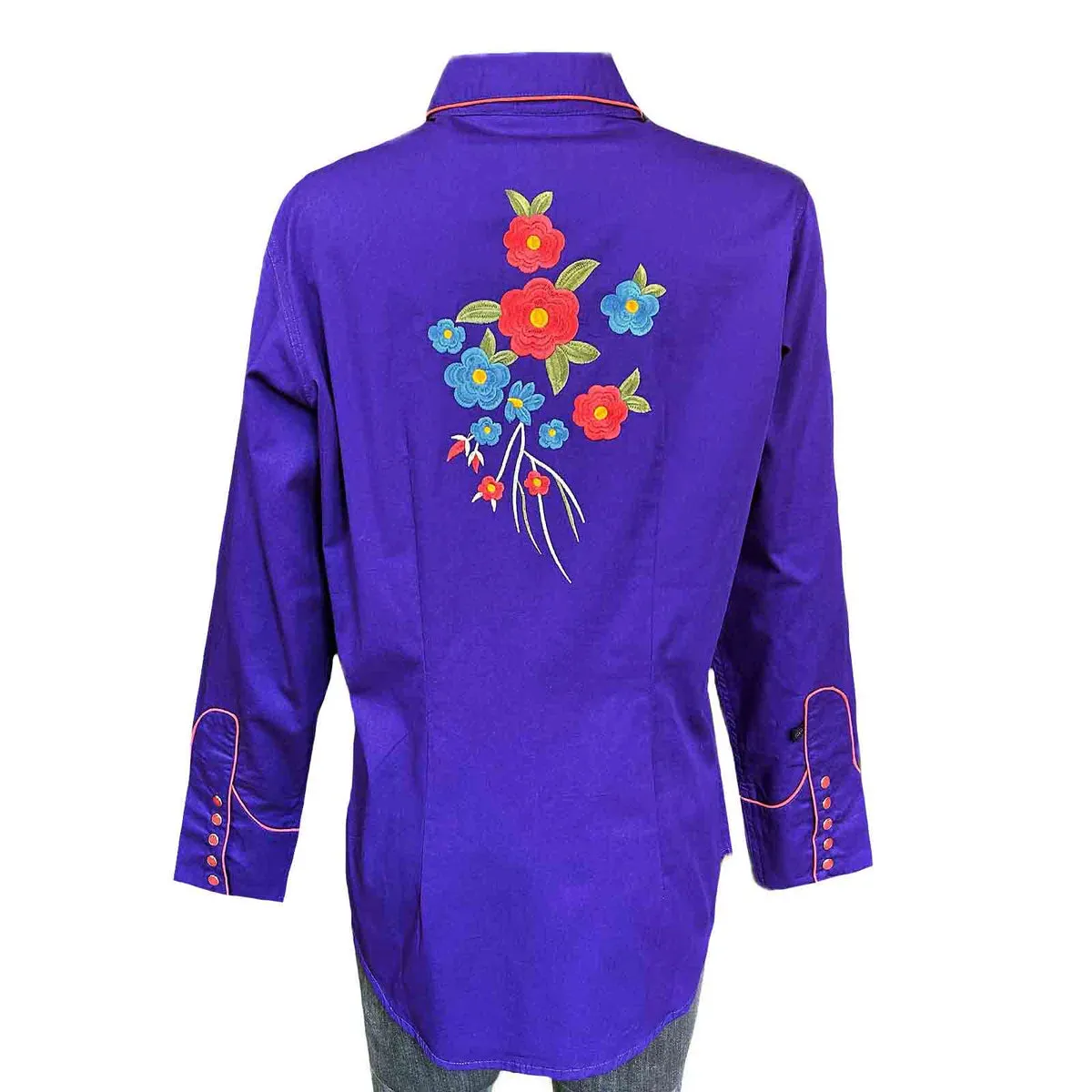 Women's Vintage Western Shirt Collection: Rockmount Fancy Floral Blooms Purple