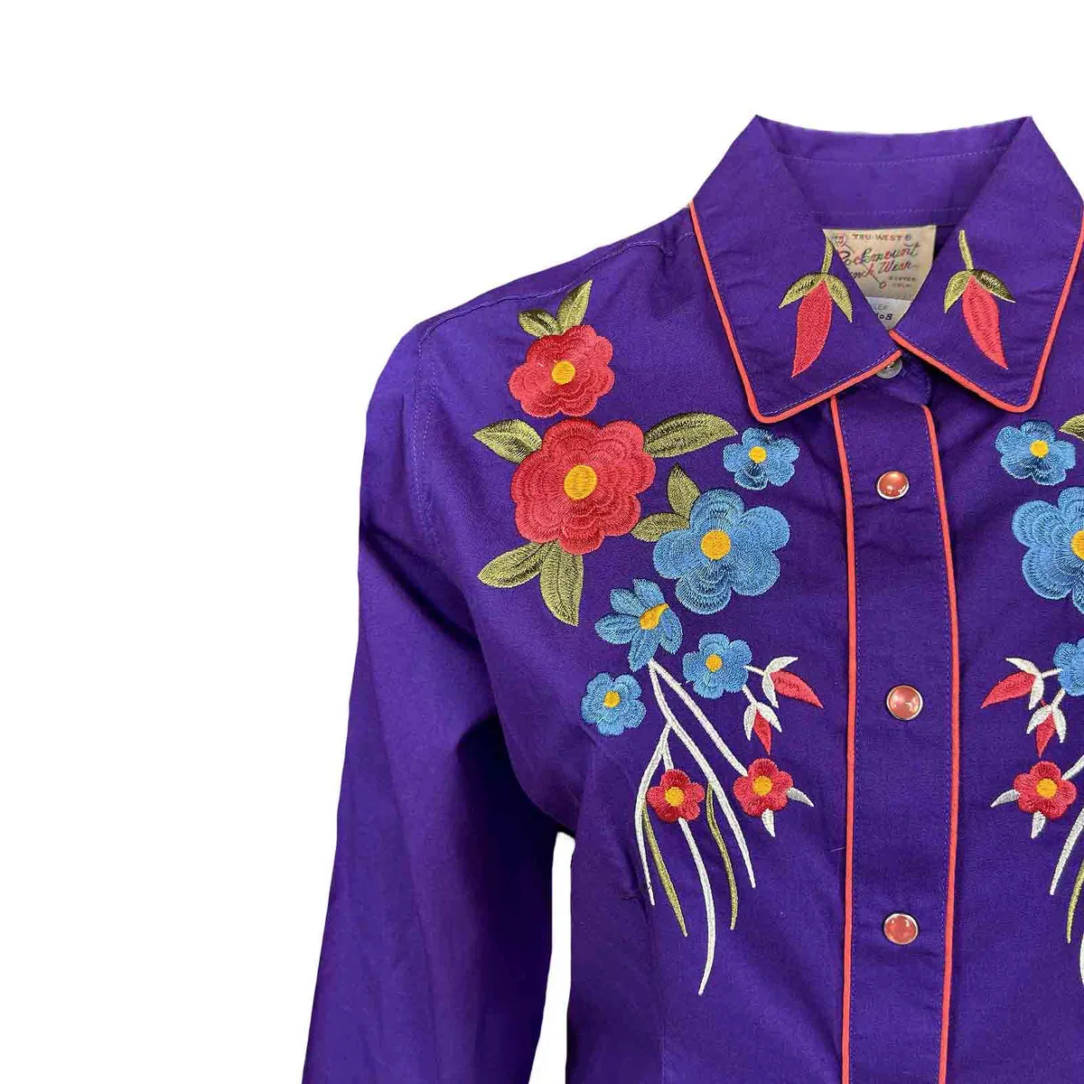 Women's Vintage Western Shirt Collection: Rockmount Fancy Floral Blooms Purple
