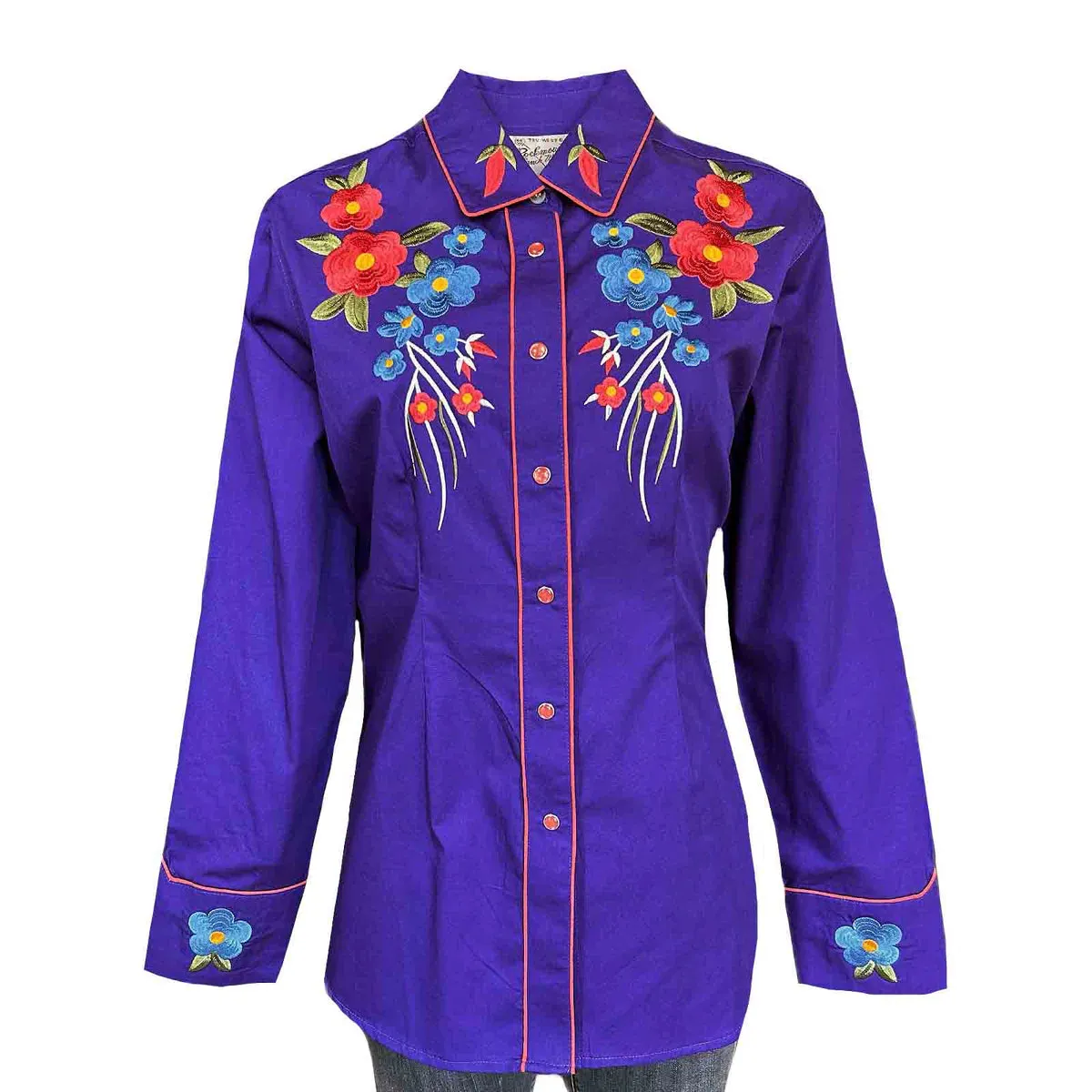 Women's Vintage Western Shirt Collection: Rockmount Fancy Floral Blooms Purple