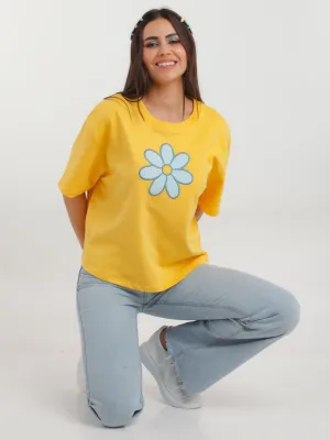 Yellow Embroidered Top
